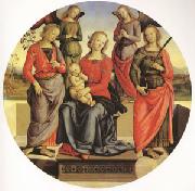 Pietro Perugino The Virgin and child Surrounded by Two Angels (mk05) oil on canvas